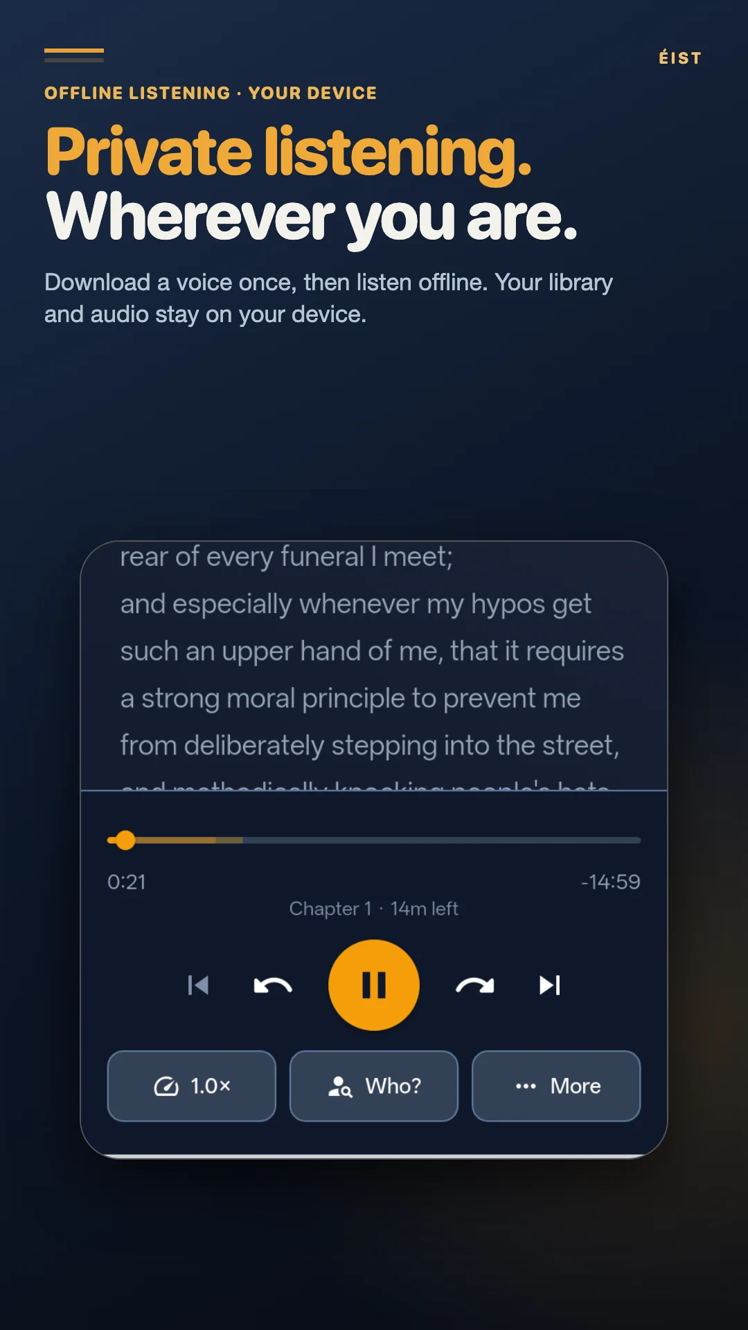 Éist: PDF/Ebook to Audiobook screenshot